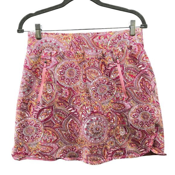T By Talbots Athletic Skort Womens M Pink Paisley Print Active Cotton Blend - Picture 1 of 9